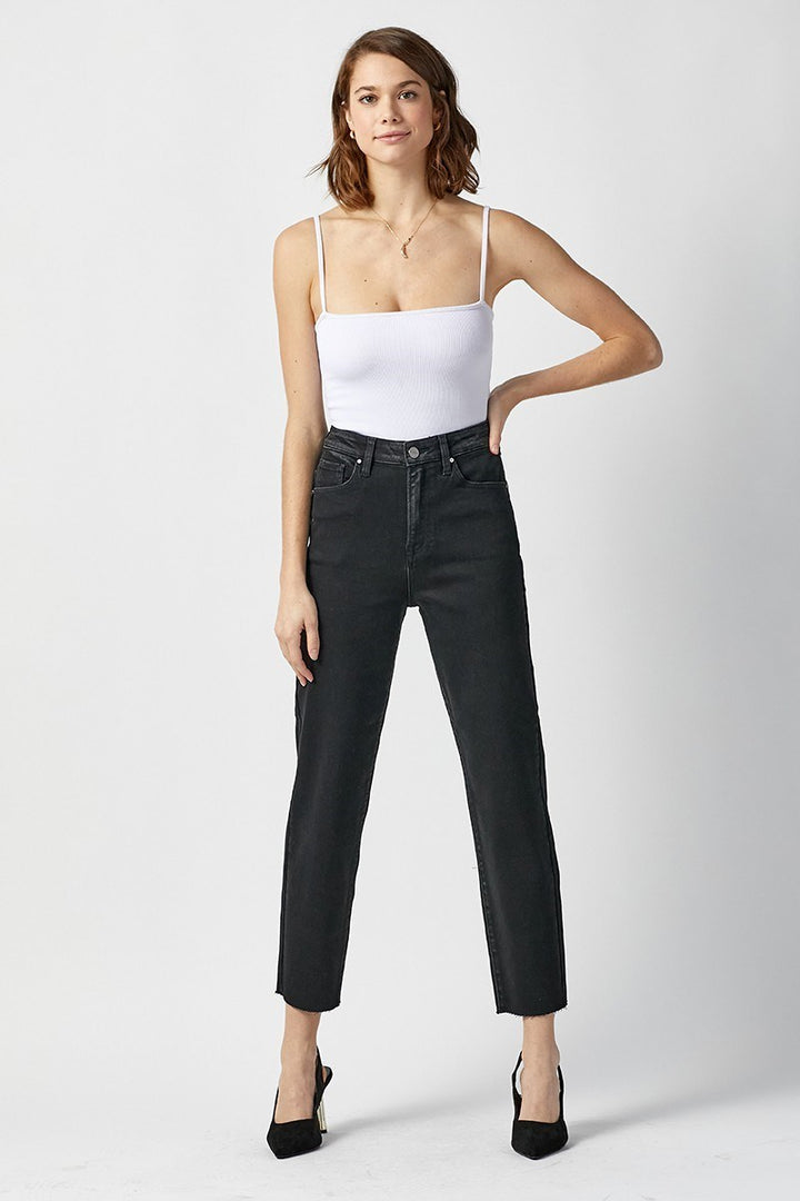 RISEN Hannah High Rise Boyfriend Cropped Raw Edge Jeans