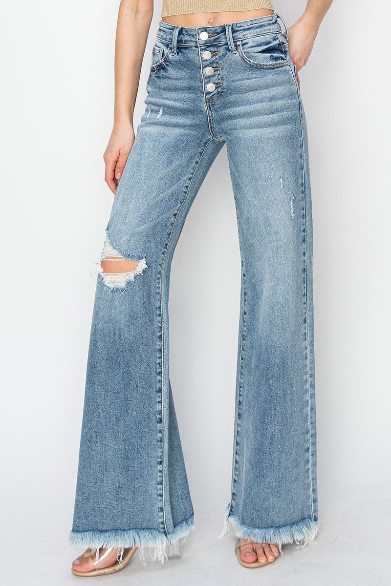 RISEN Madi Mid Rise Wide Leg Jeans