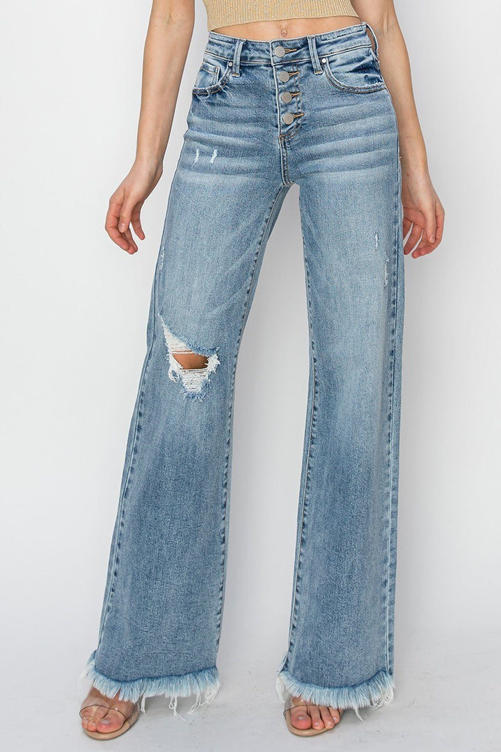 RISEN Madi Mid Rise Wide Leg Jeans