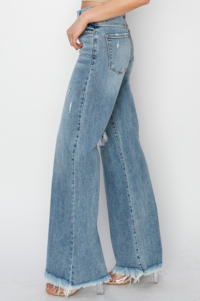 RISEN Madi Mid Rise Wide Leg Jeans