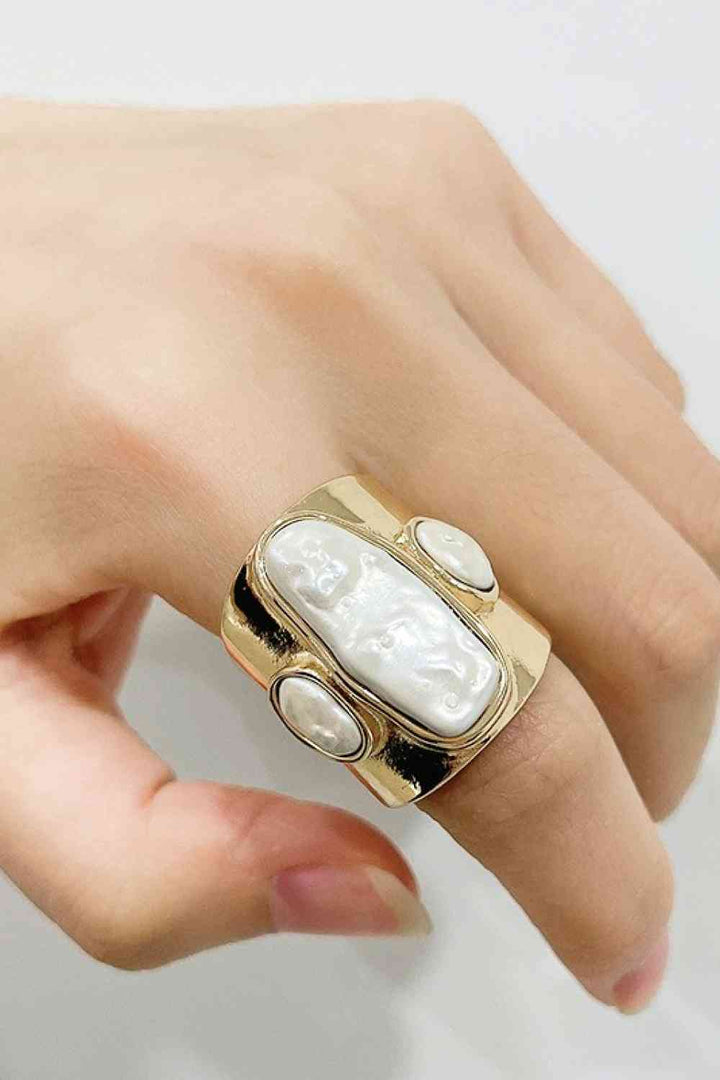 Wide 18K Gold-Plated Alloy Ring