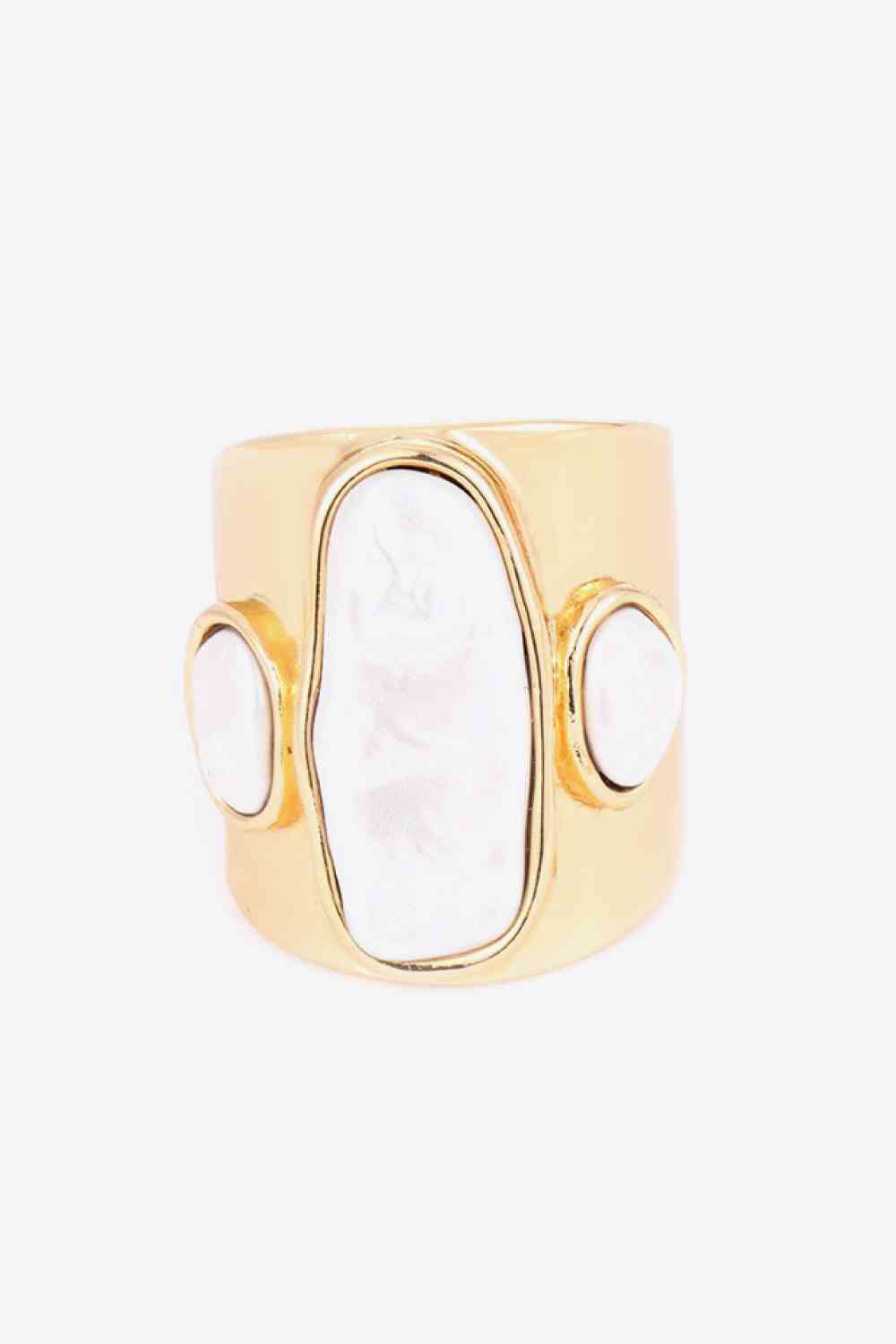 Wide 18K Gold-Plated Alloy Ring