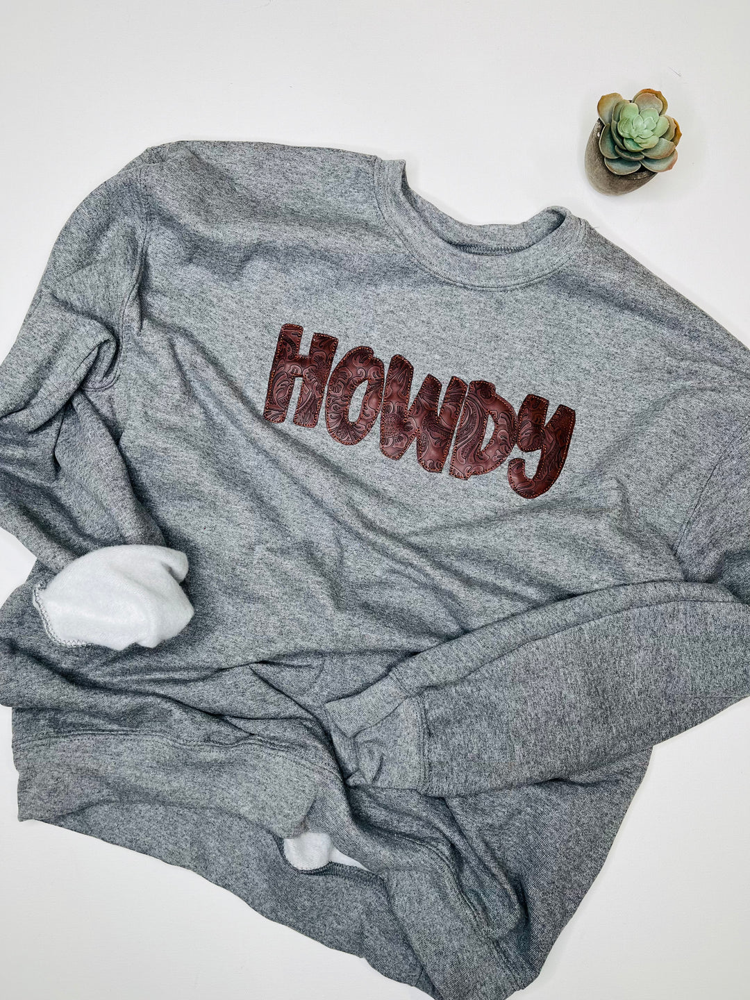 Howdy Tooled Leather Graphic Sweatshirt