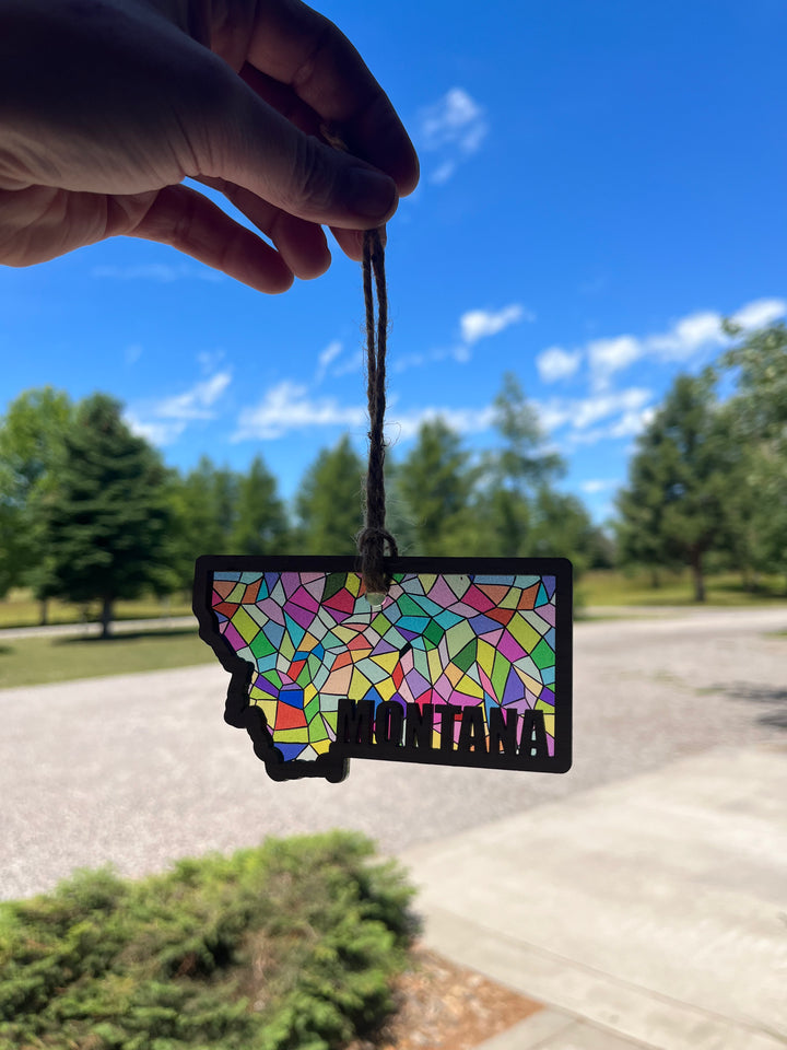Montana Faux Stained Glass Souvenir Ornament