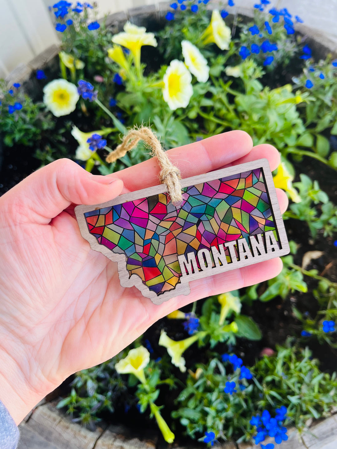 Montana Faux Stained Glass Souvenir Ornament