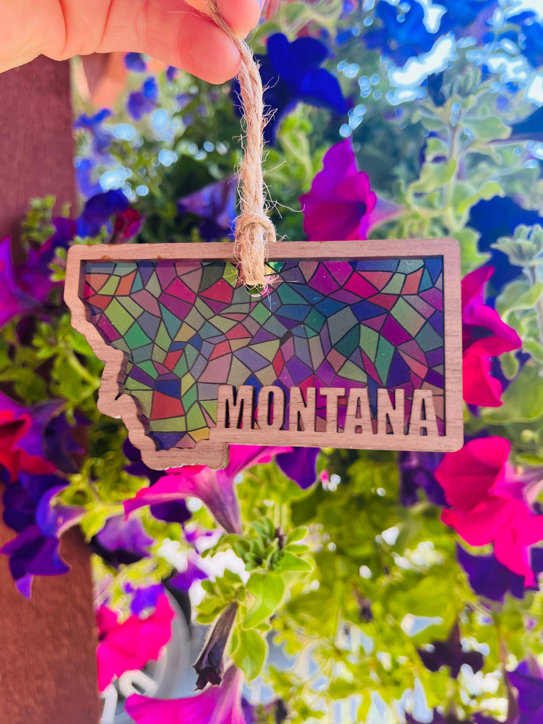 Montana Faux Stained Glass Souvenir Ornament