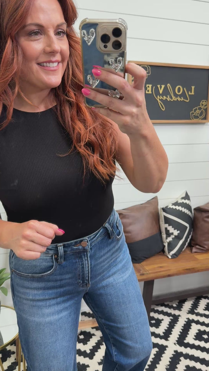Ribbed High Neck Sleeveless Bodysuit