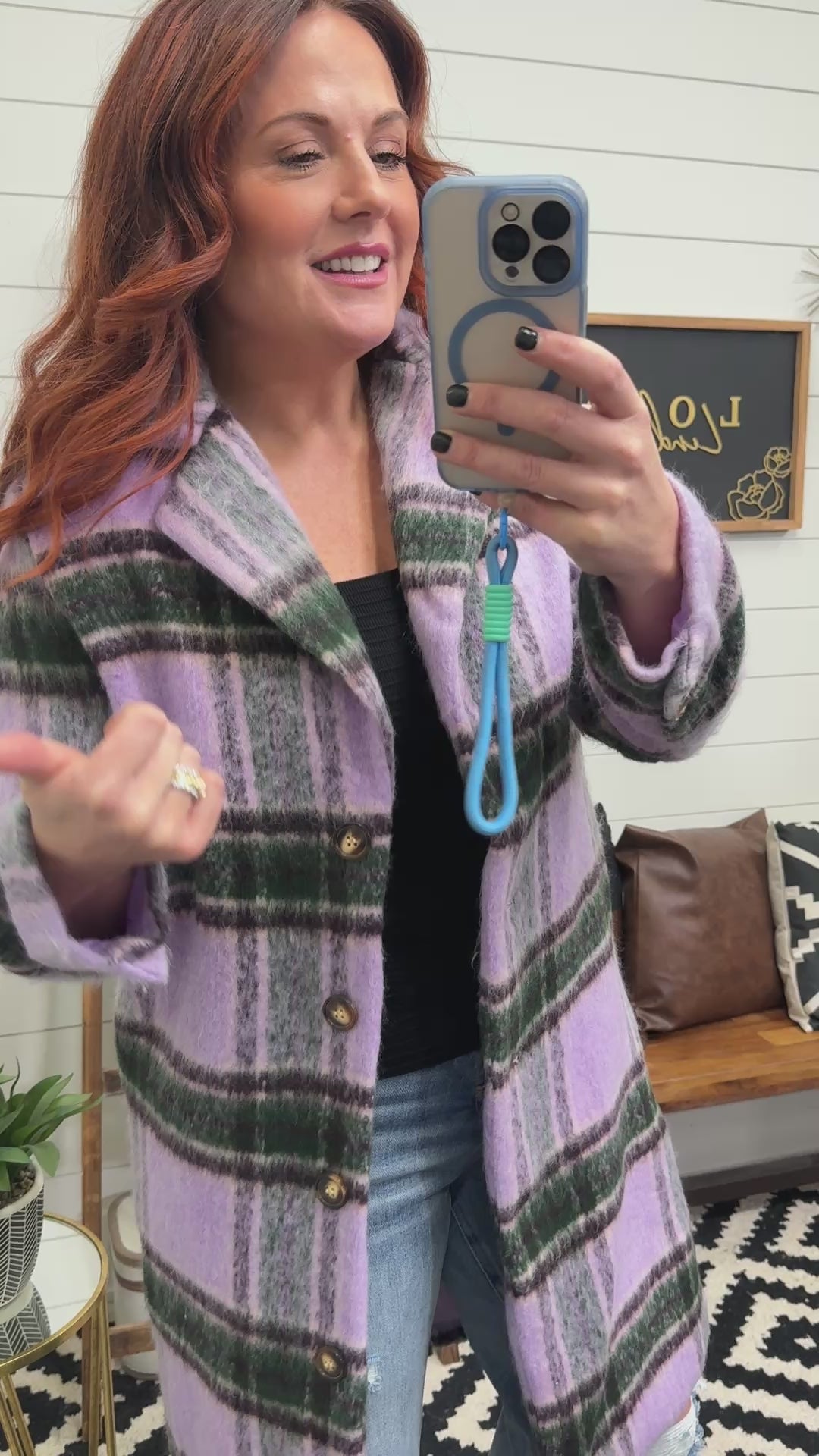 Lovely Lavender Plaid Long Jacket