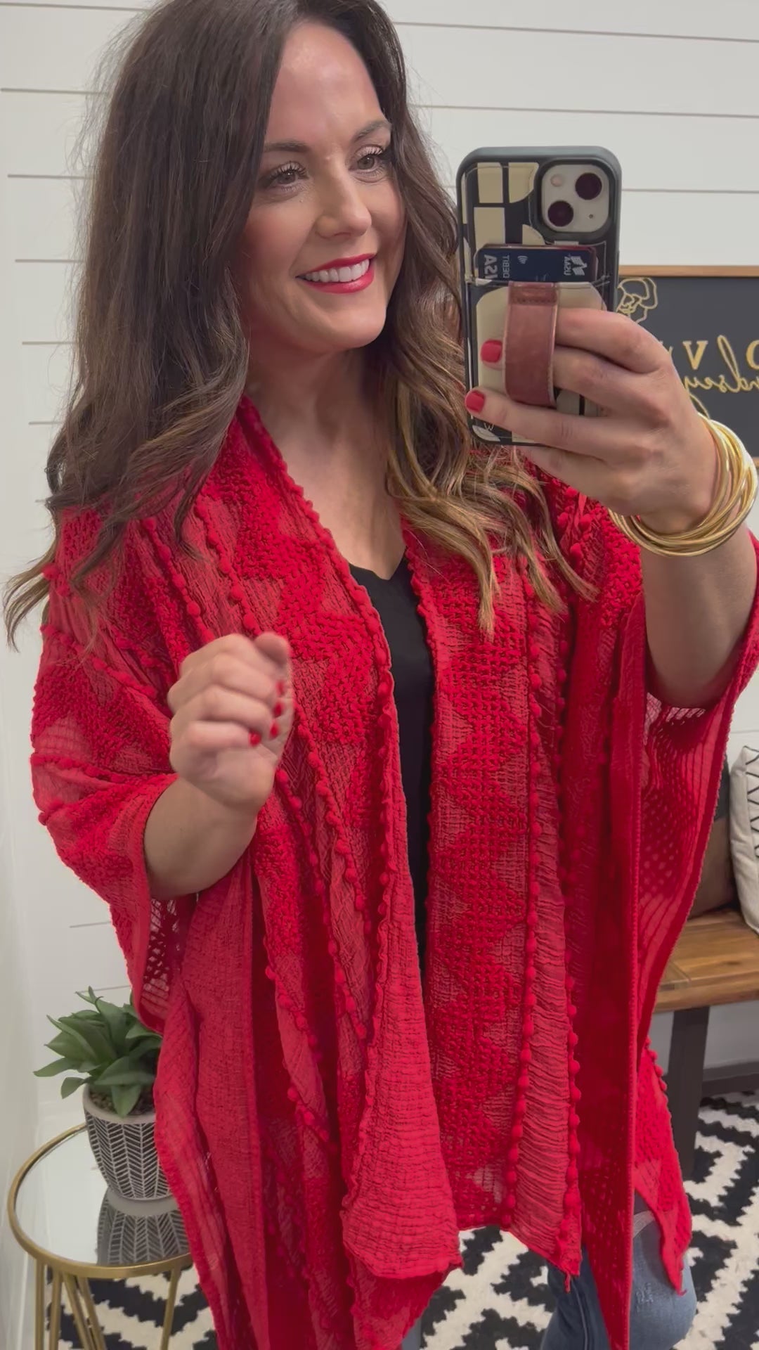 Red Pom Kimono