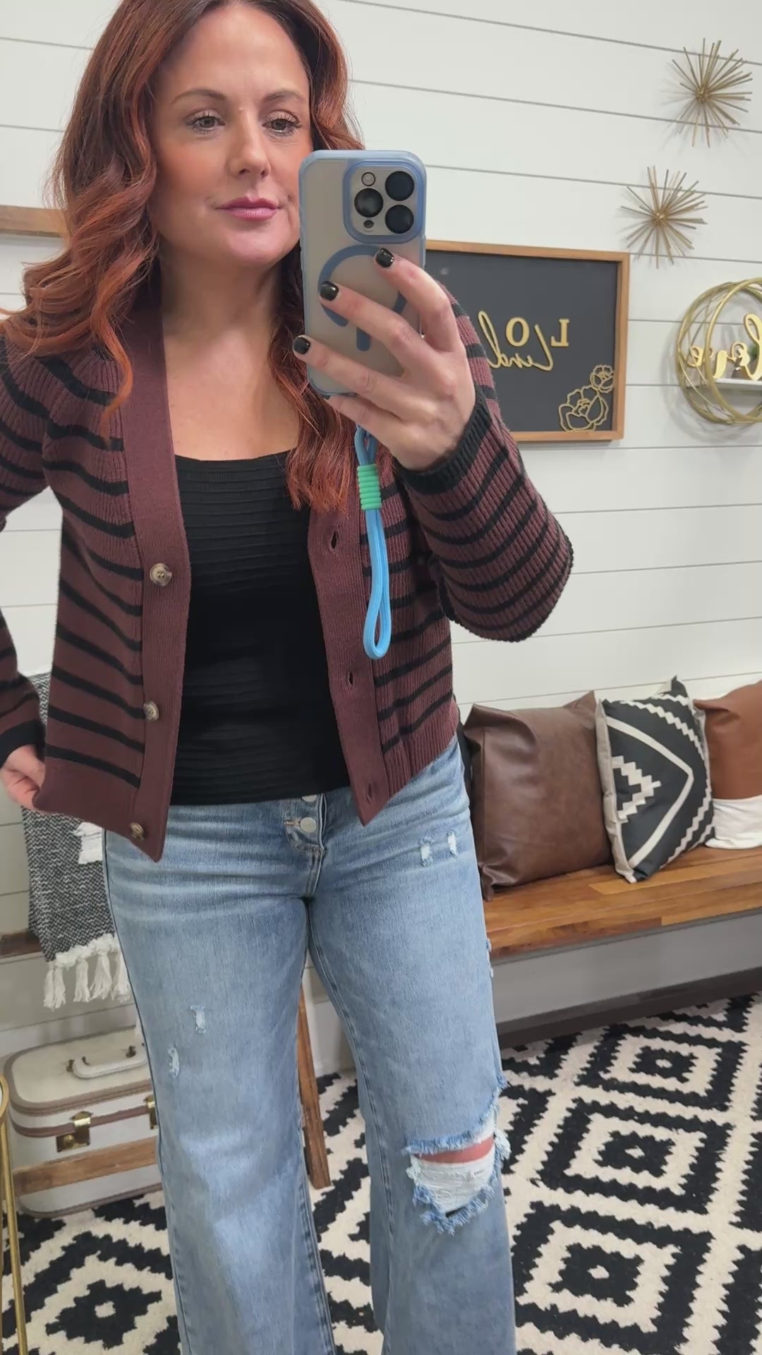 Brown and Black Stripe Cardigan