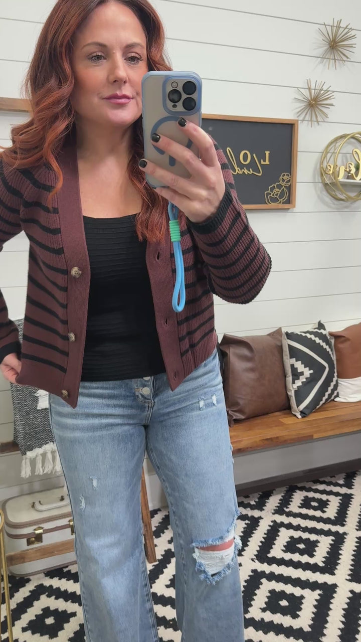 Brown and Black Stripe Cardigan