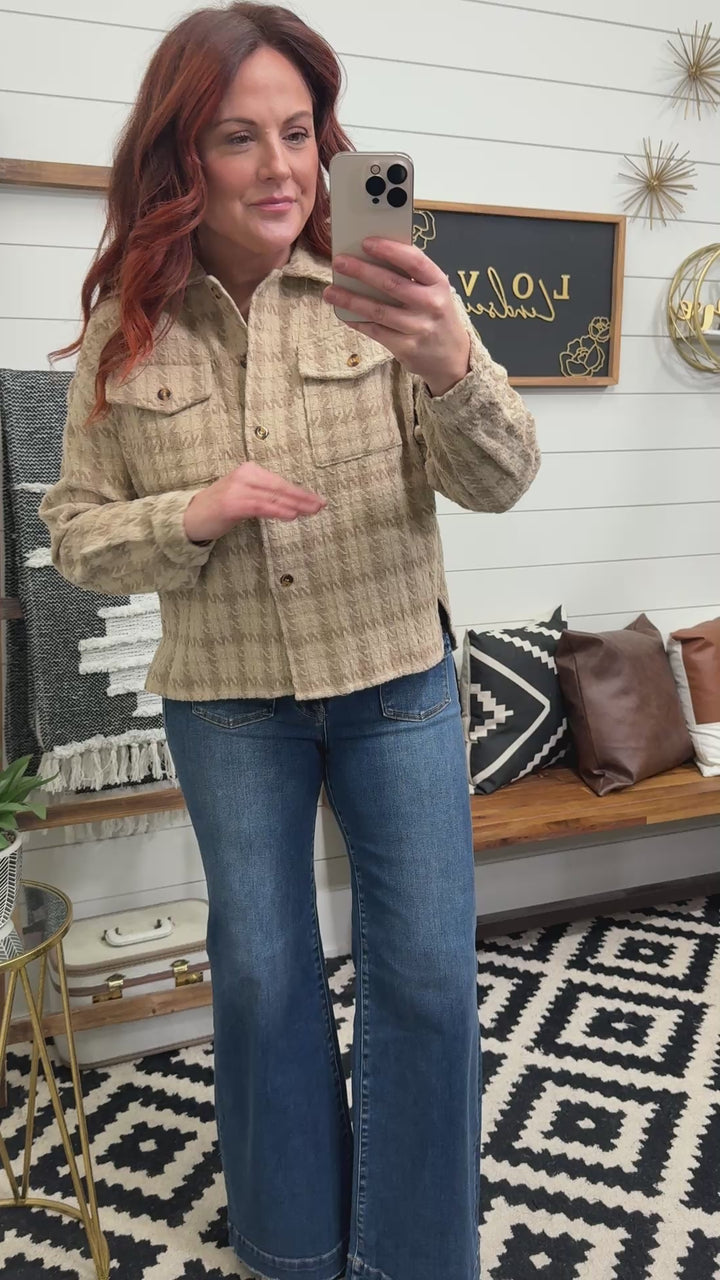 Tan Plaid Woven Shacket