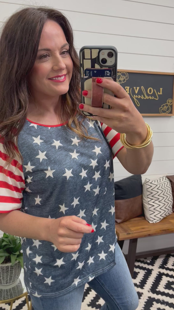 Stars and Stripes Drop Shoulder Tee