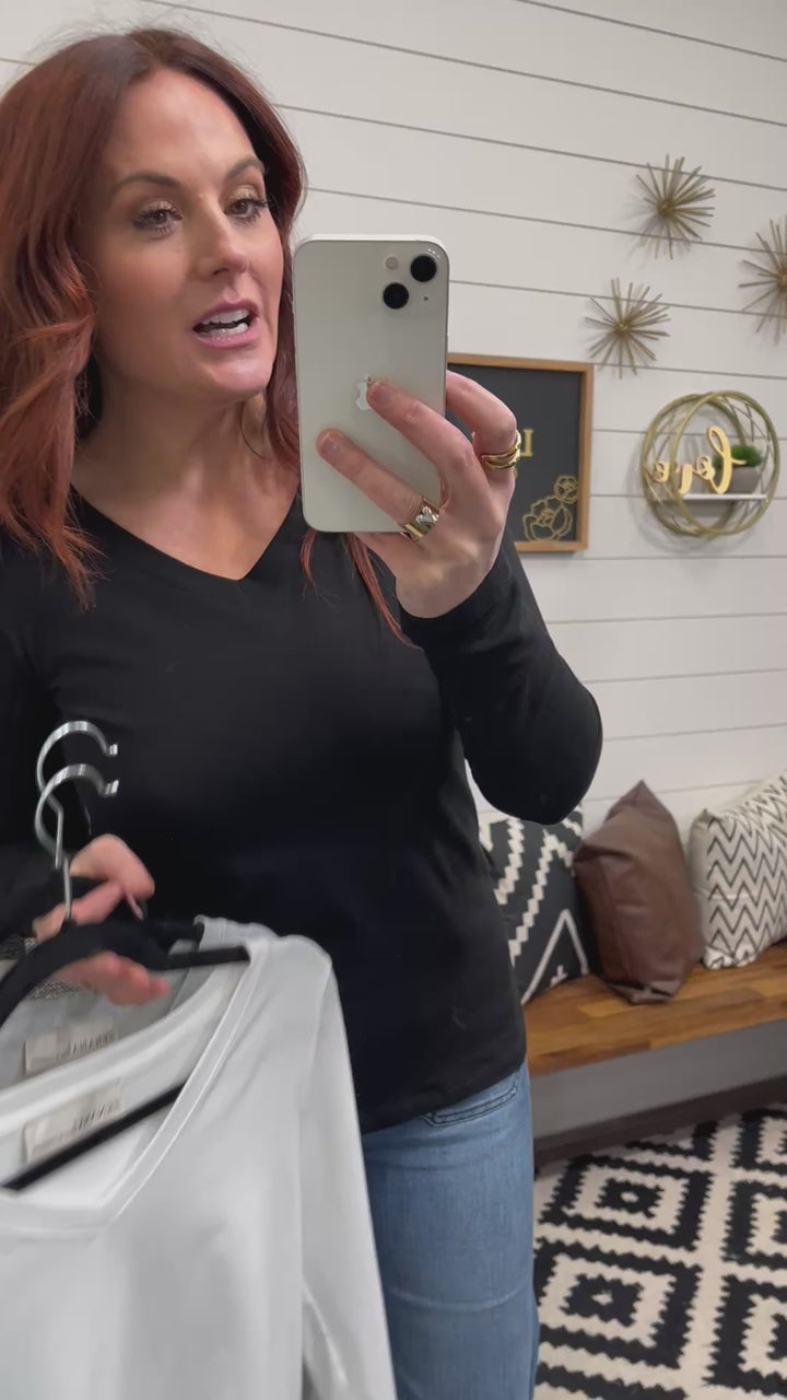 Everyday V Neck Long Sleeve Tee : 3 Colors