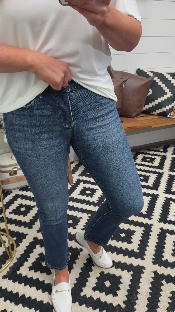 RISEN Megan Mid Rise Ankle Straight Jean