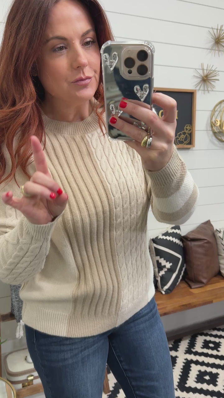 Mixed Knit Neutral Sweater