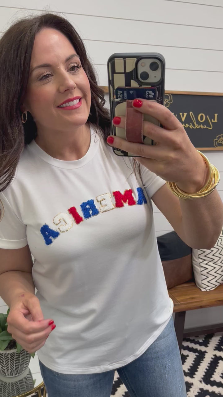 AMERICA Glitter Patch Tee