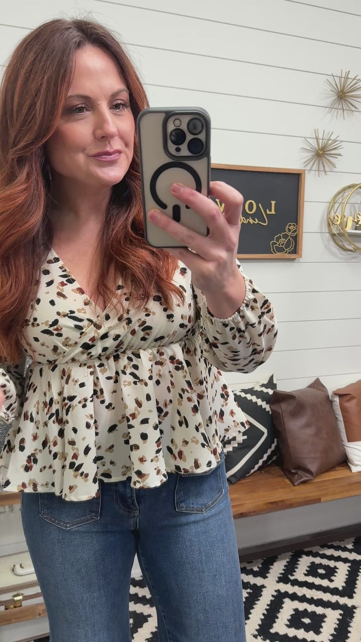 Honey Printed Tied Peplum Top