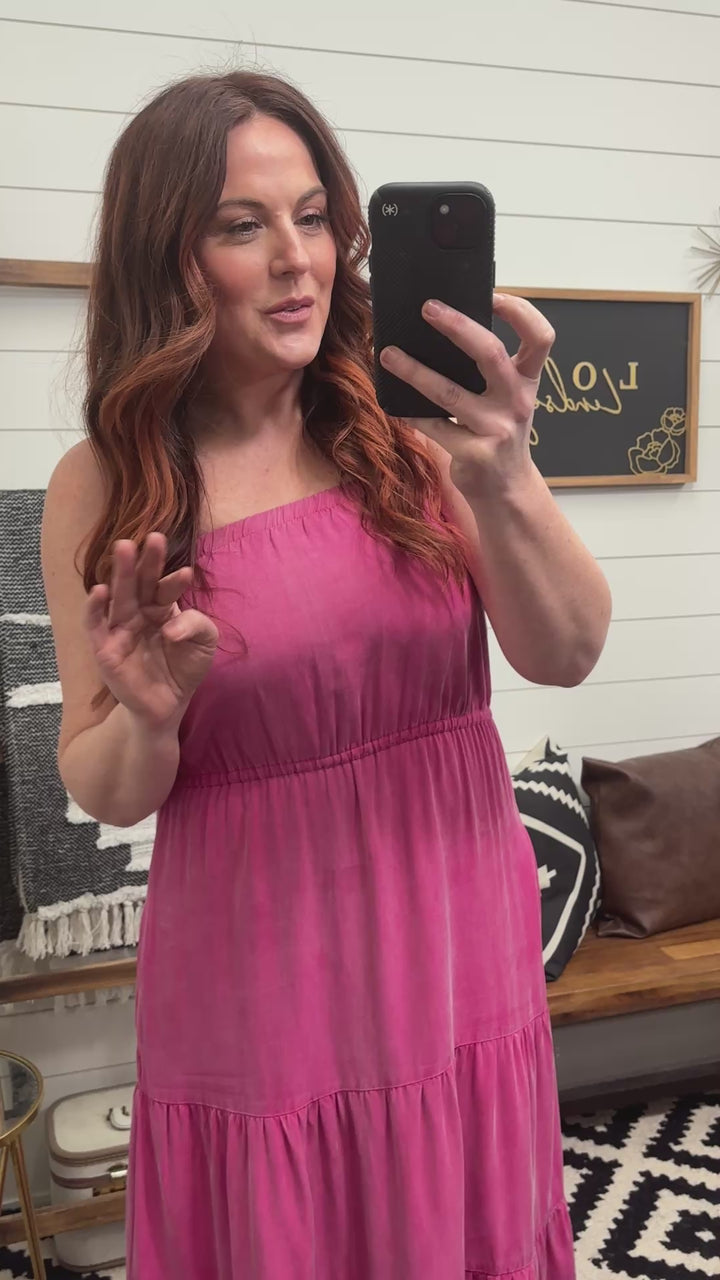 Pretty In Pink Tiered Maxi Dress with Pockets