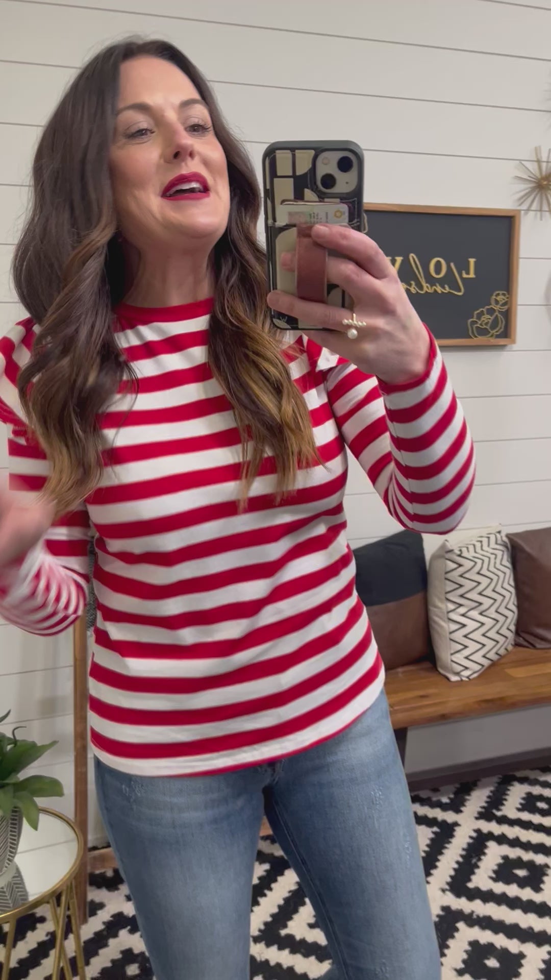 Ruby Ruffle Sleeve Striped Tee