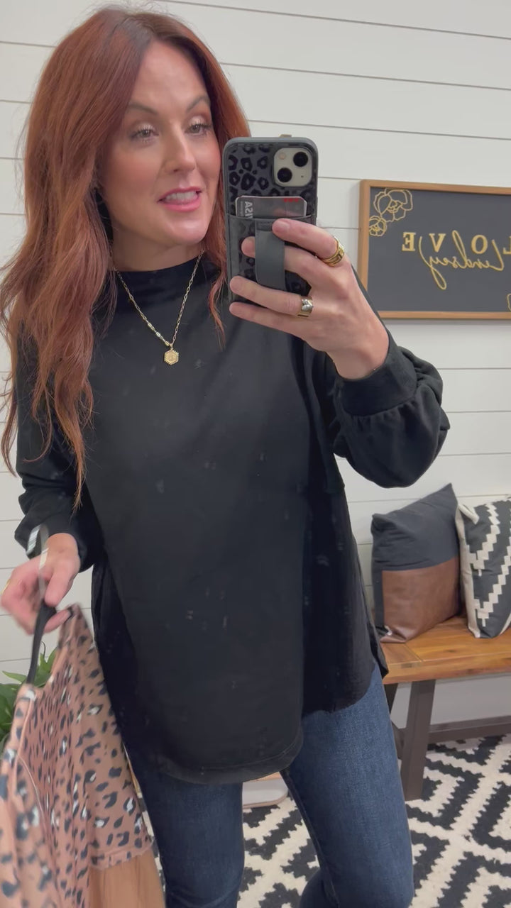 Textured Drop Shoulder Tunic: 2 Colors