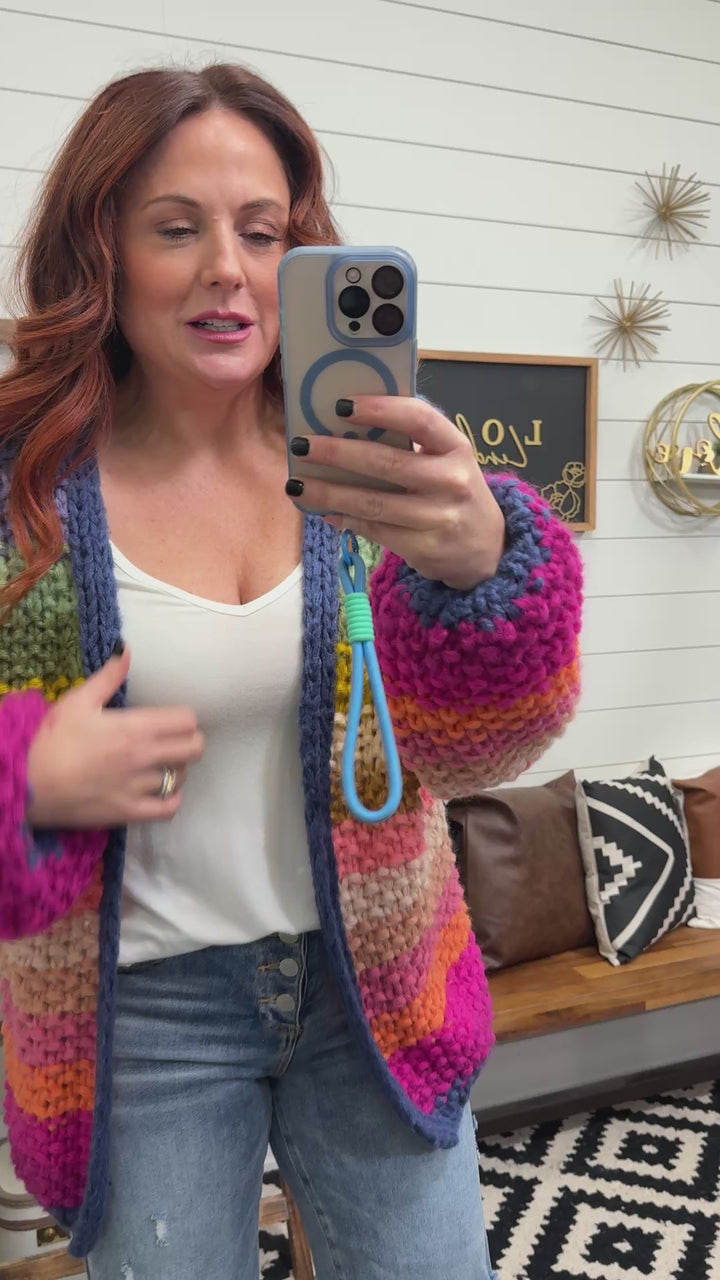 Rainbow Chunky Knit Cardigan