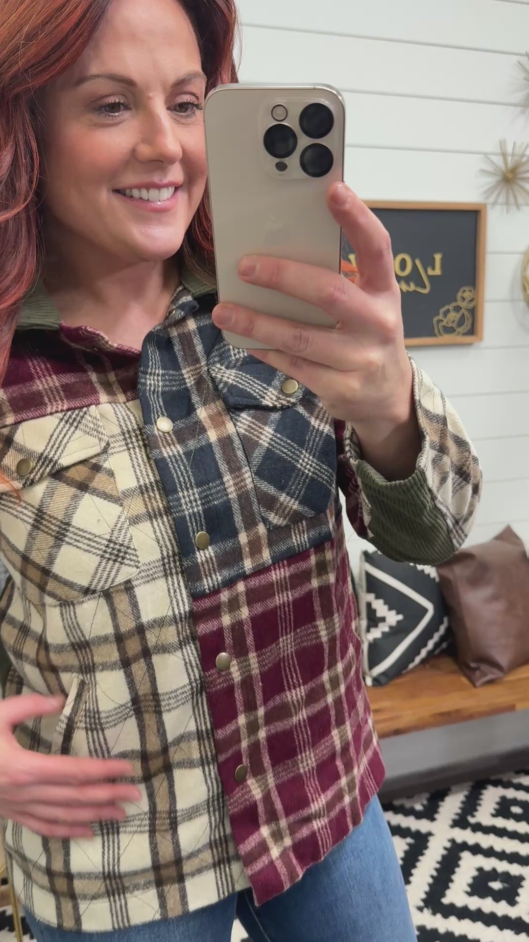 Plaid Patch Corduroy Jacket