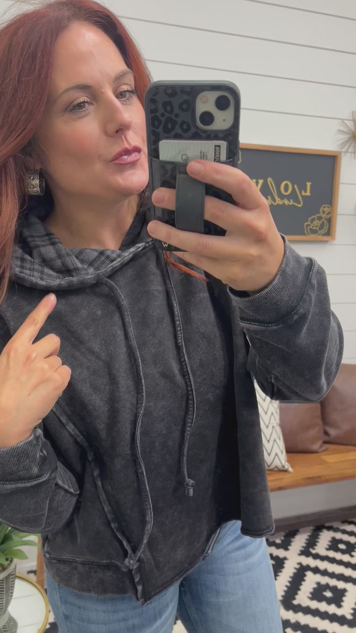 Vintage Wash Plaid Hoodie