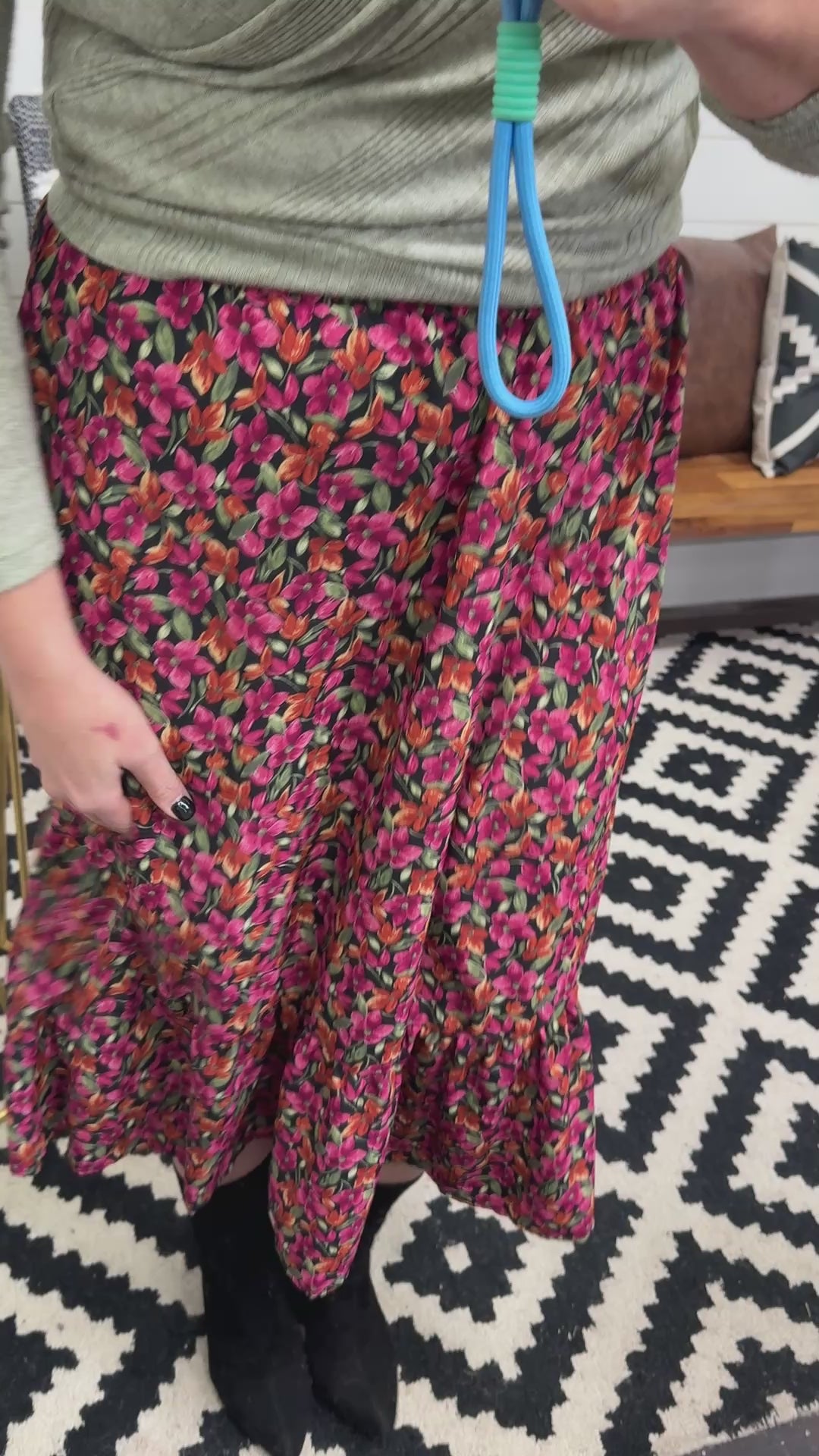 Boho Floral Midi Skirt