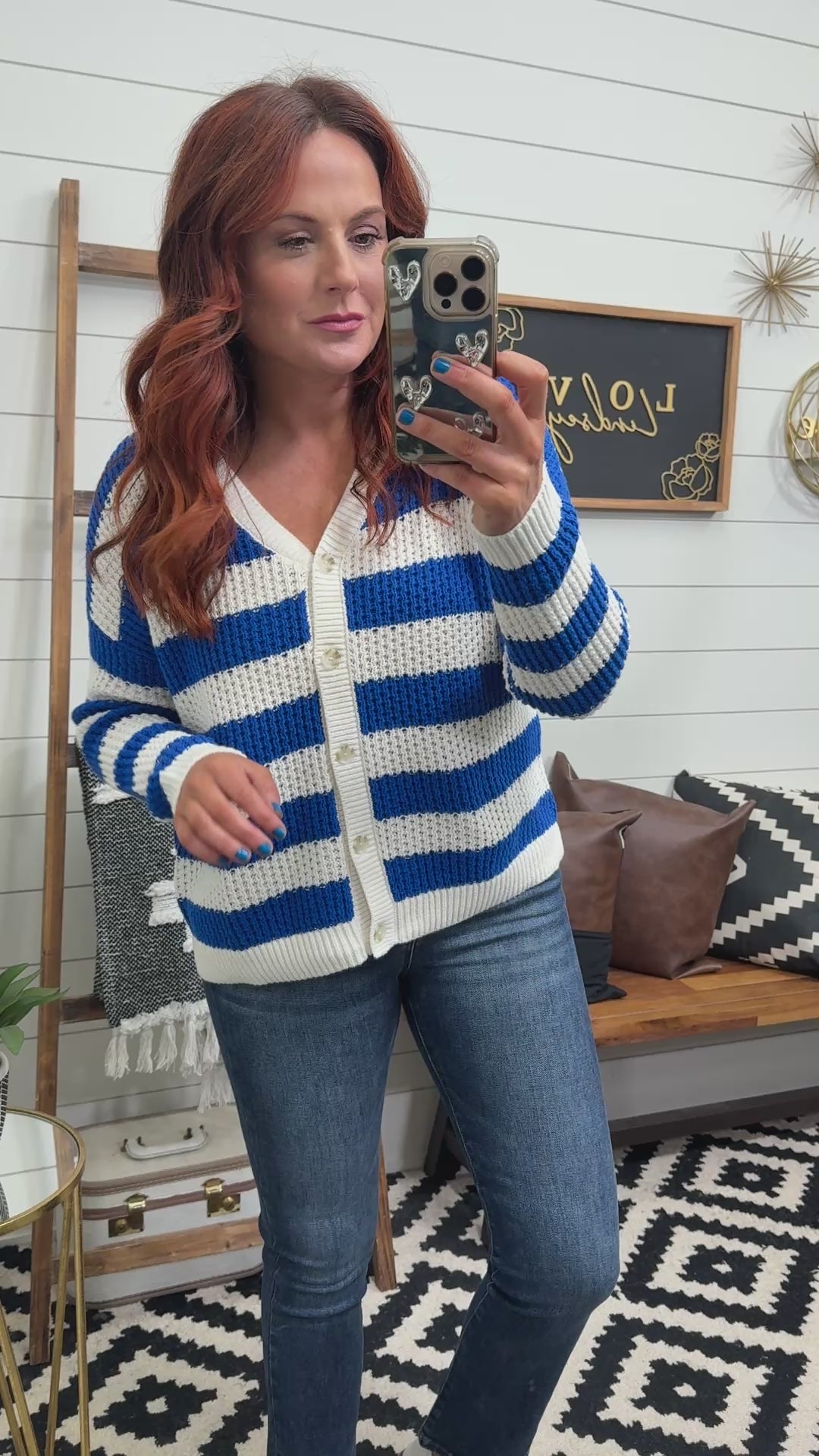 Cobalt Blue Stripe Cardigan