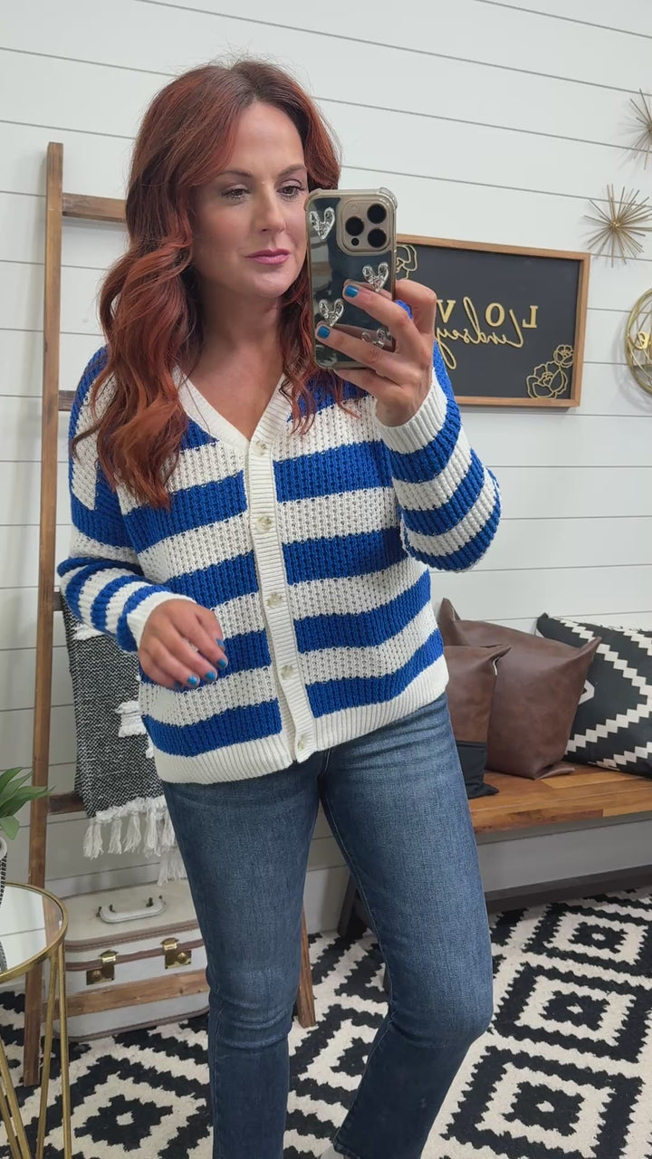 Cobalt Blue Stripe Cardigan