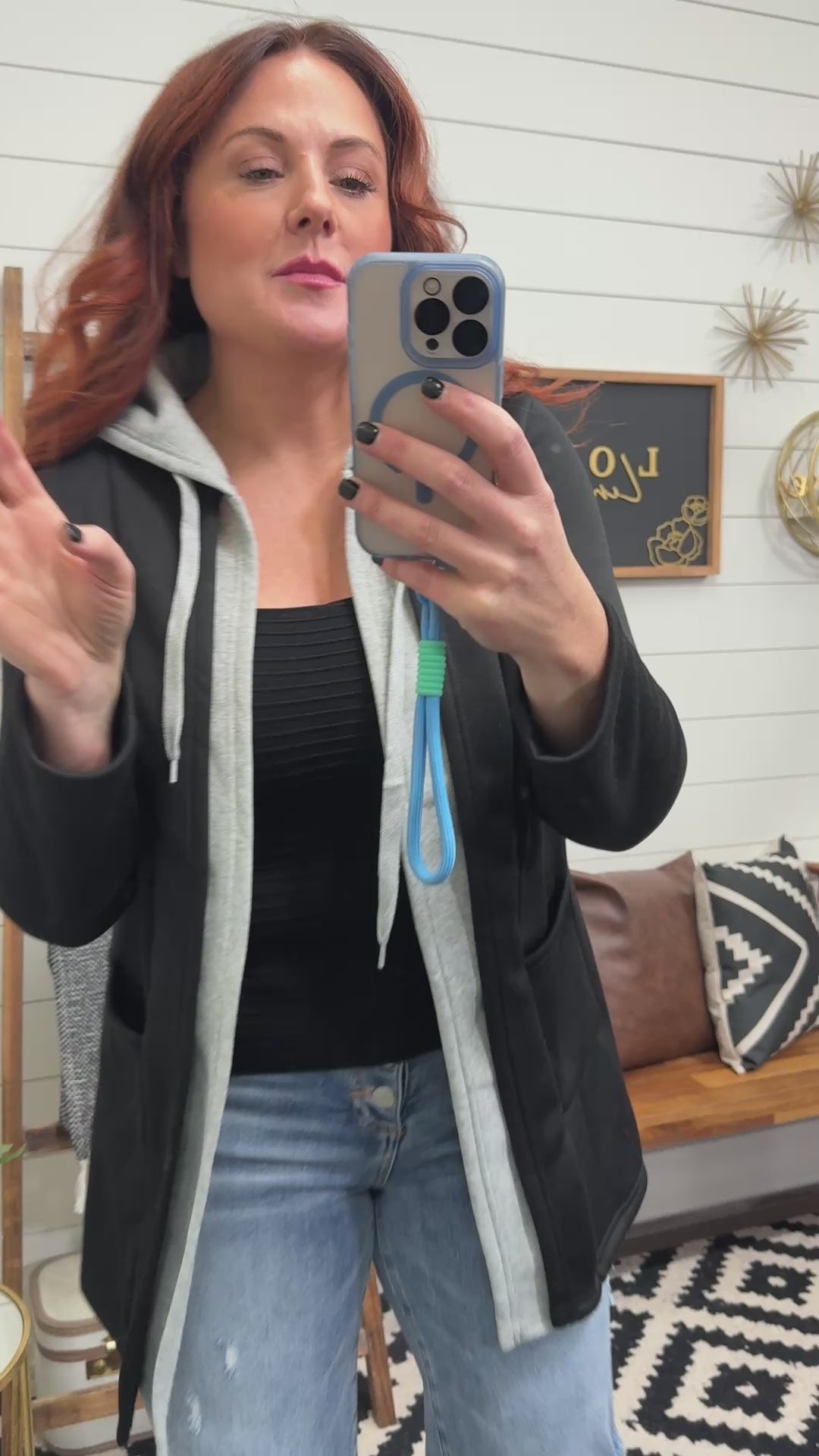 Drawstring Hooded Jacket Blazer