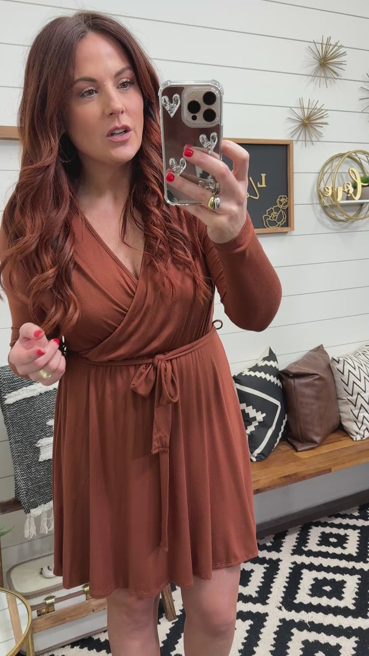 Cognac Wrap Dress