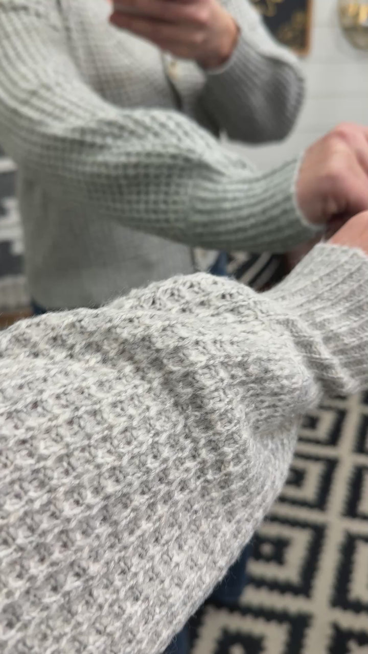 Everyday Grey Waffle Knit Cardigan