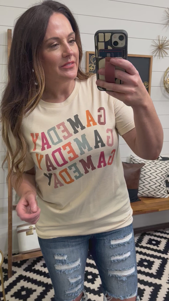 Vintage Multi Color Game Day Graphic Tee