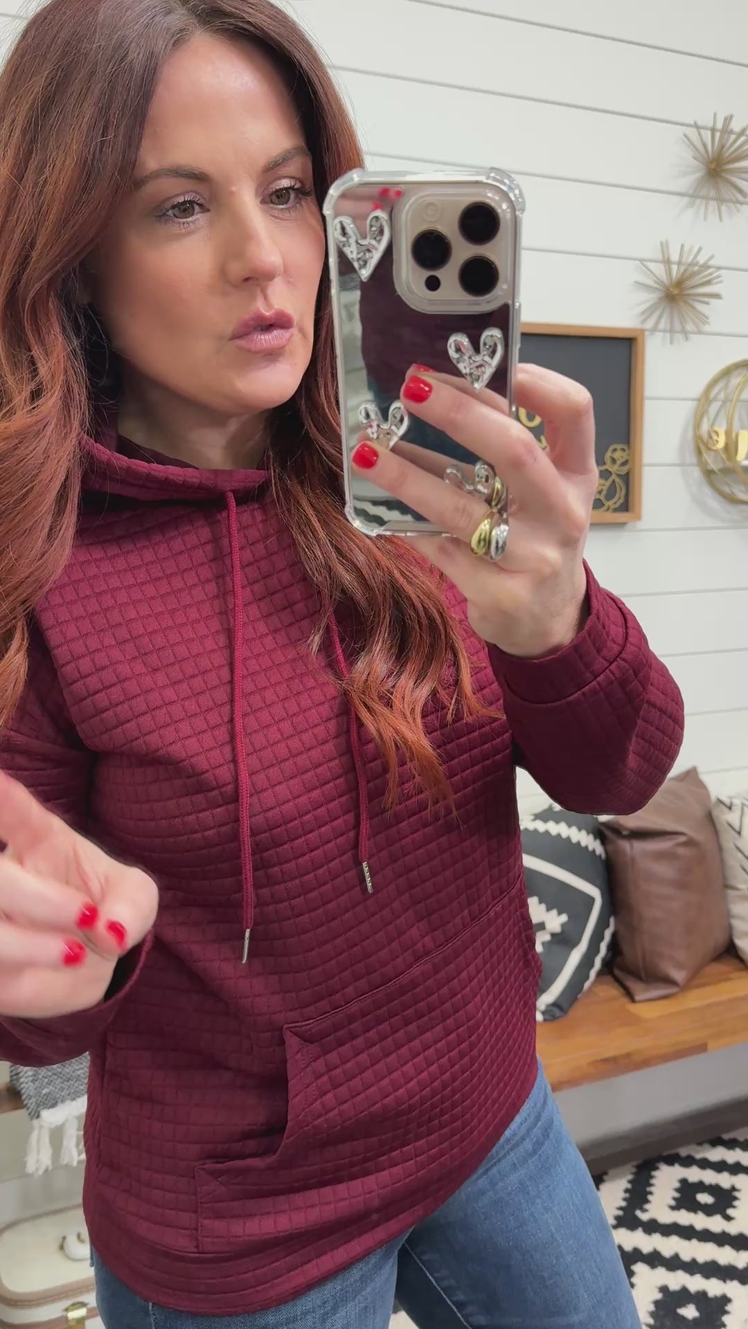 Burgundy Textured Hoodie