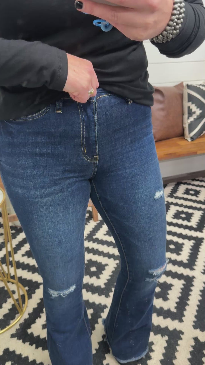 YMI High Rise Flare Frayed Hem Jean