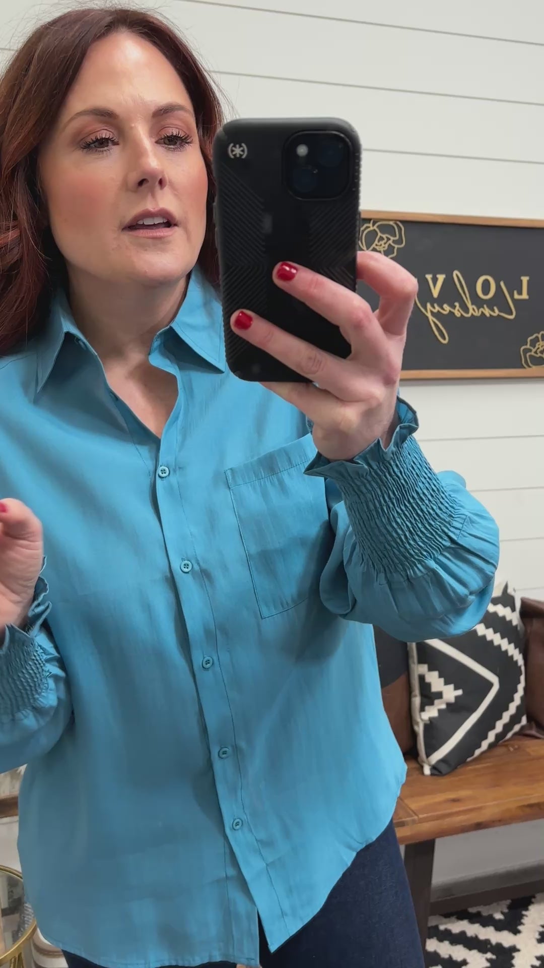 Blue Lantern Sleeve Button Up