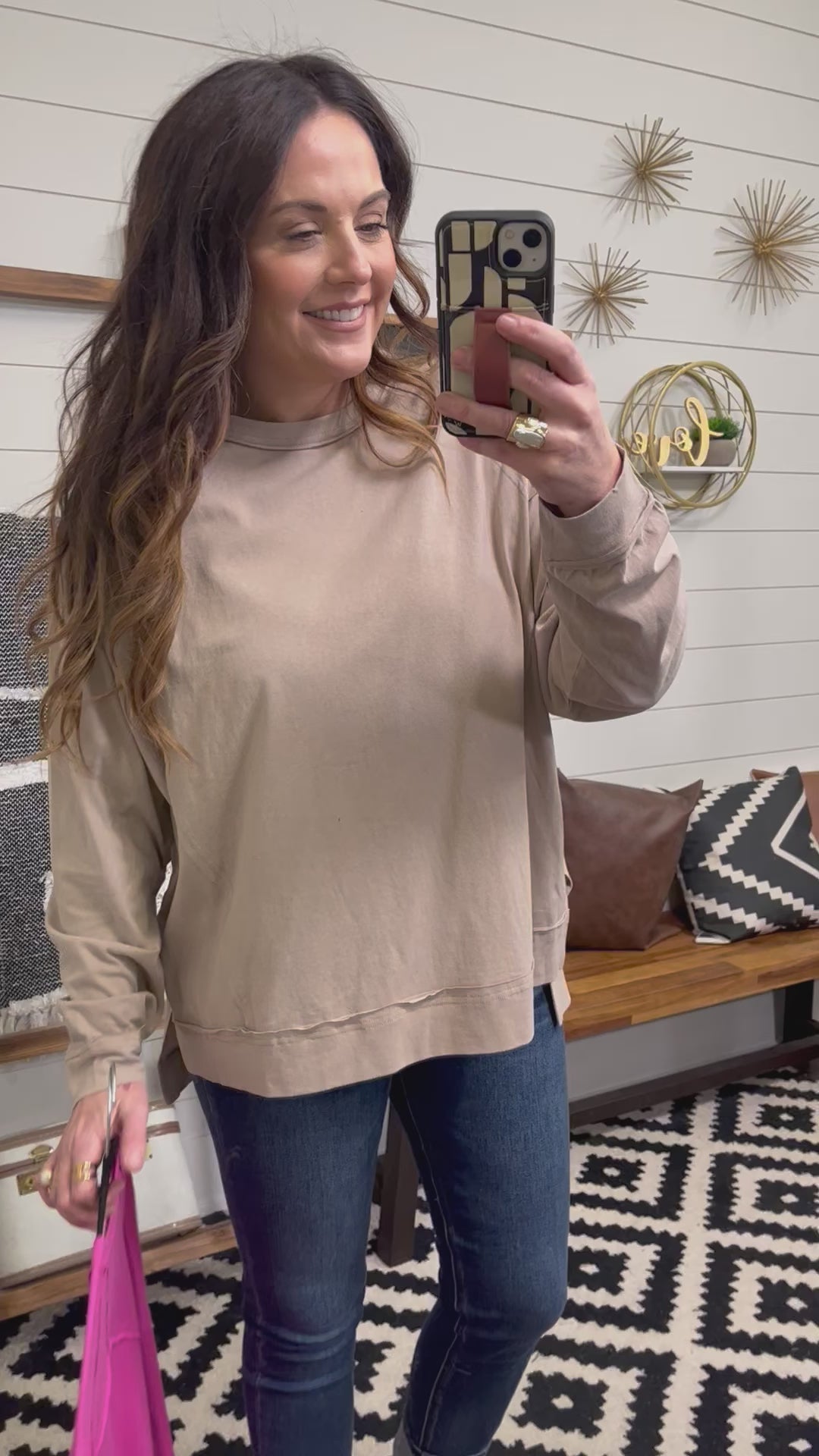 Raw Seam Long Sleeve Relaxed Fit Tee : 2 Colors