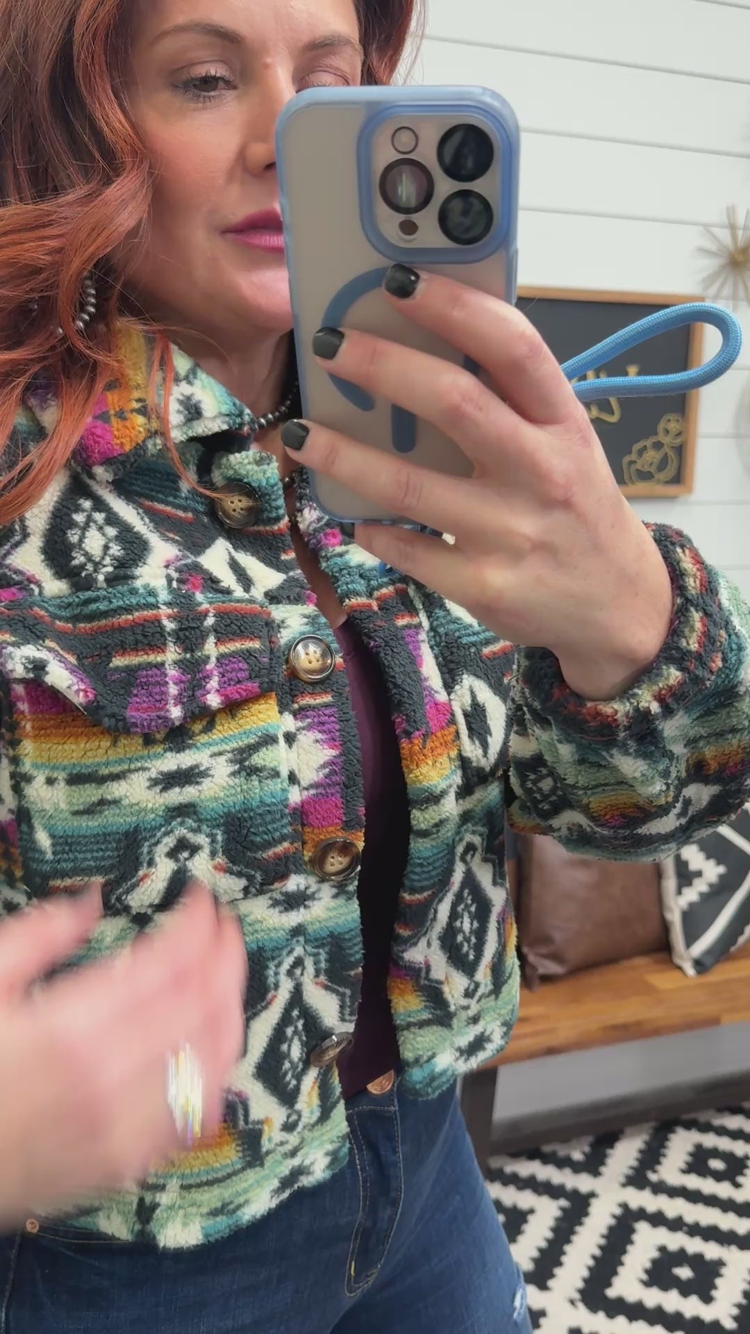 Drop Should Fleece Multi Color Aztec Jacket
