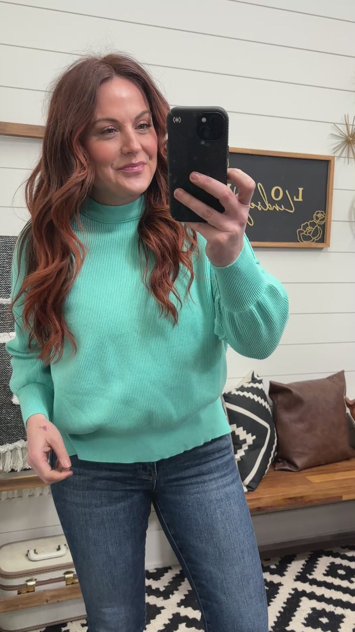 Turquoise Side Slit Sweater