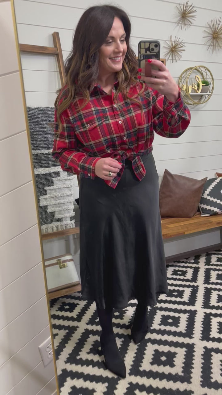 Stunning Satin Midi Skirt: 2 Colors