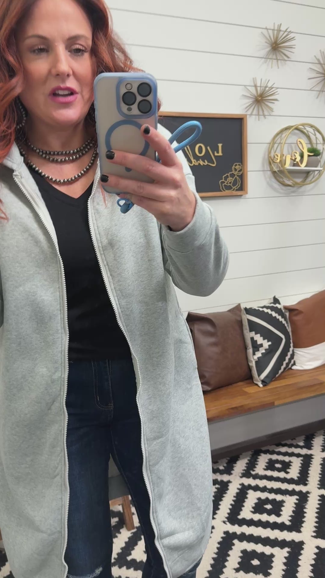 Zip Up Longline Hoodie with Pockets