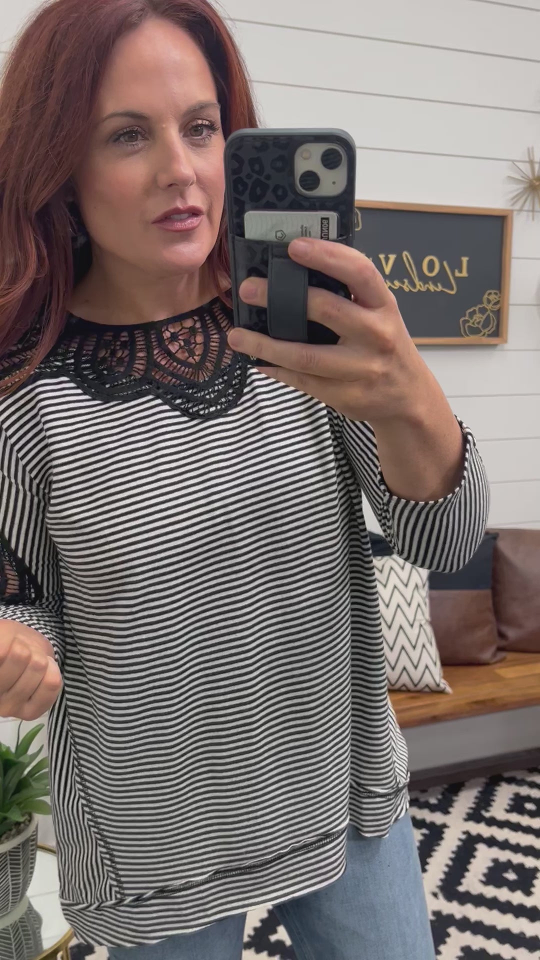Stripes and Lace Tunic Top