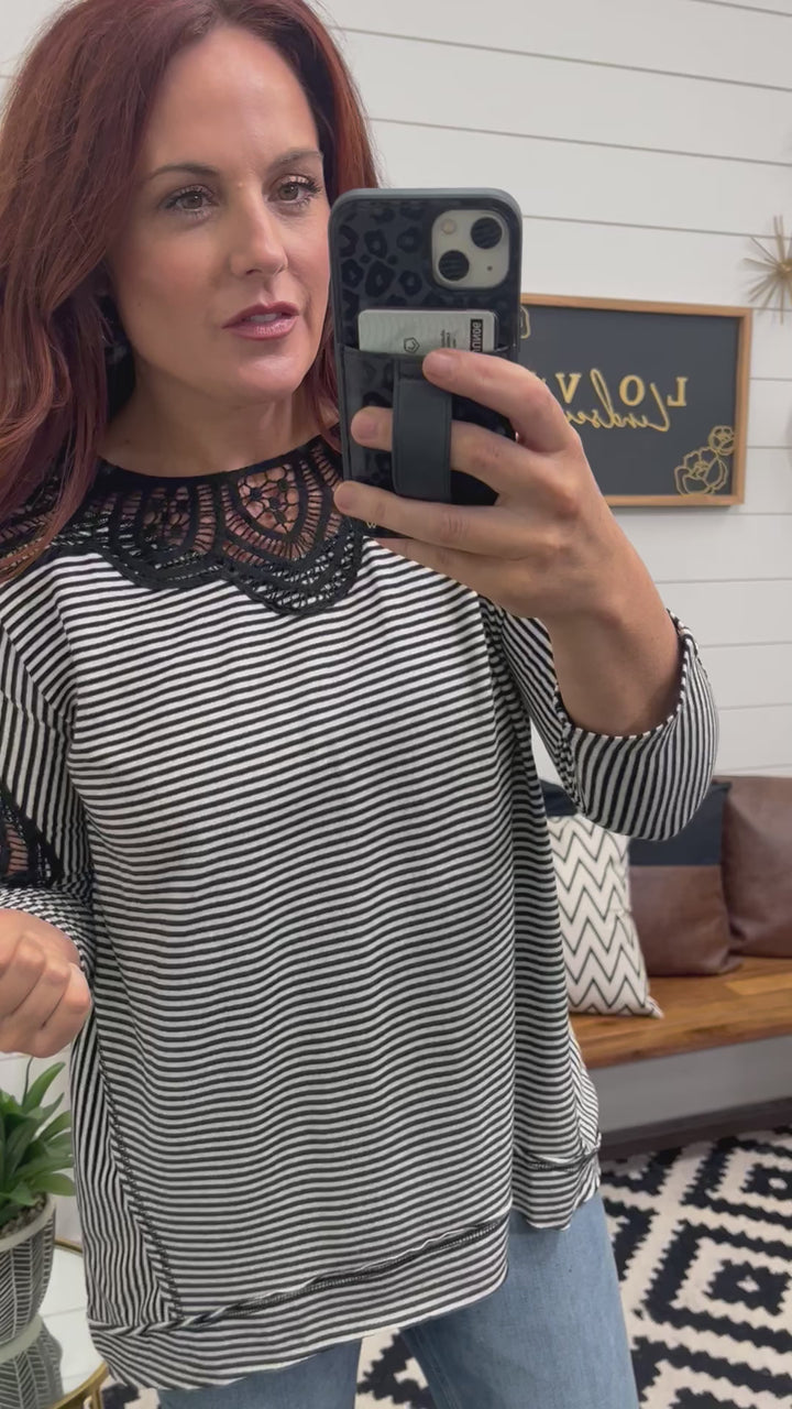 Stripes and Lace Tunic Top