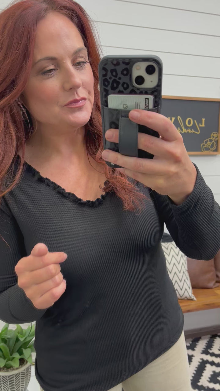 Long Sleeve Ribbed Scoop Neck Top