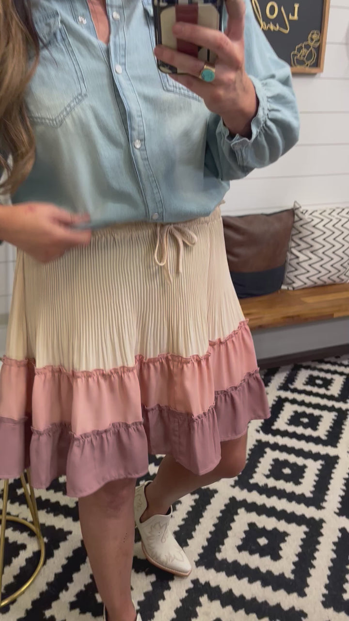 Everything's Rosy Pleated Skirt