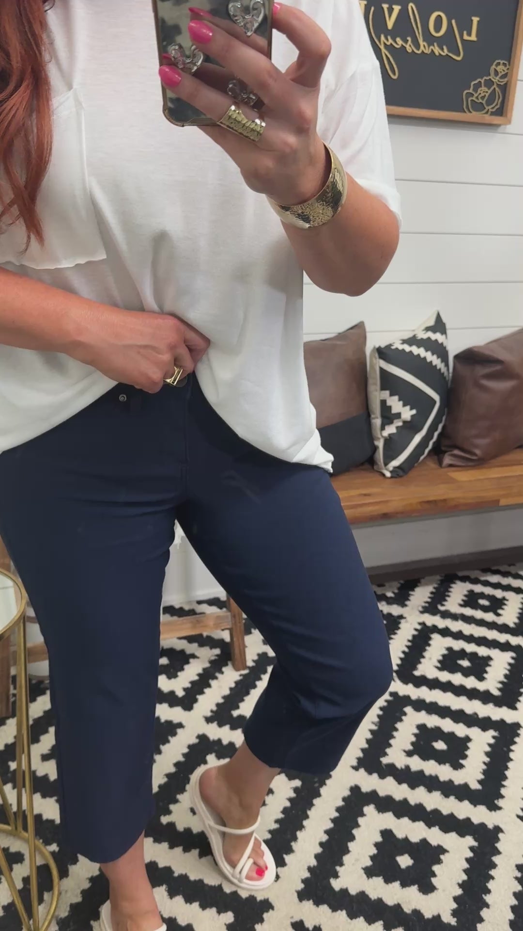 YMI Hyperstretch Wide Leg Cropped Jeans : Navy