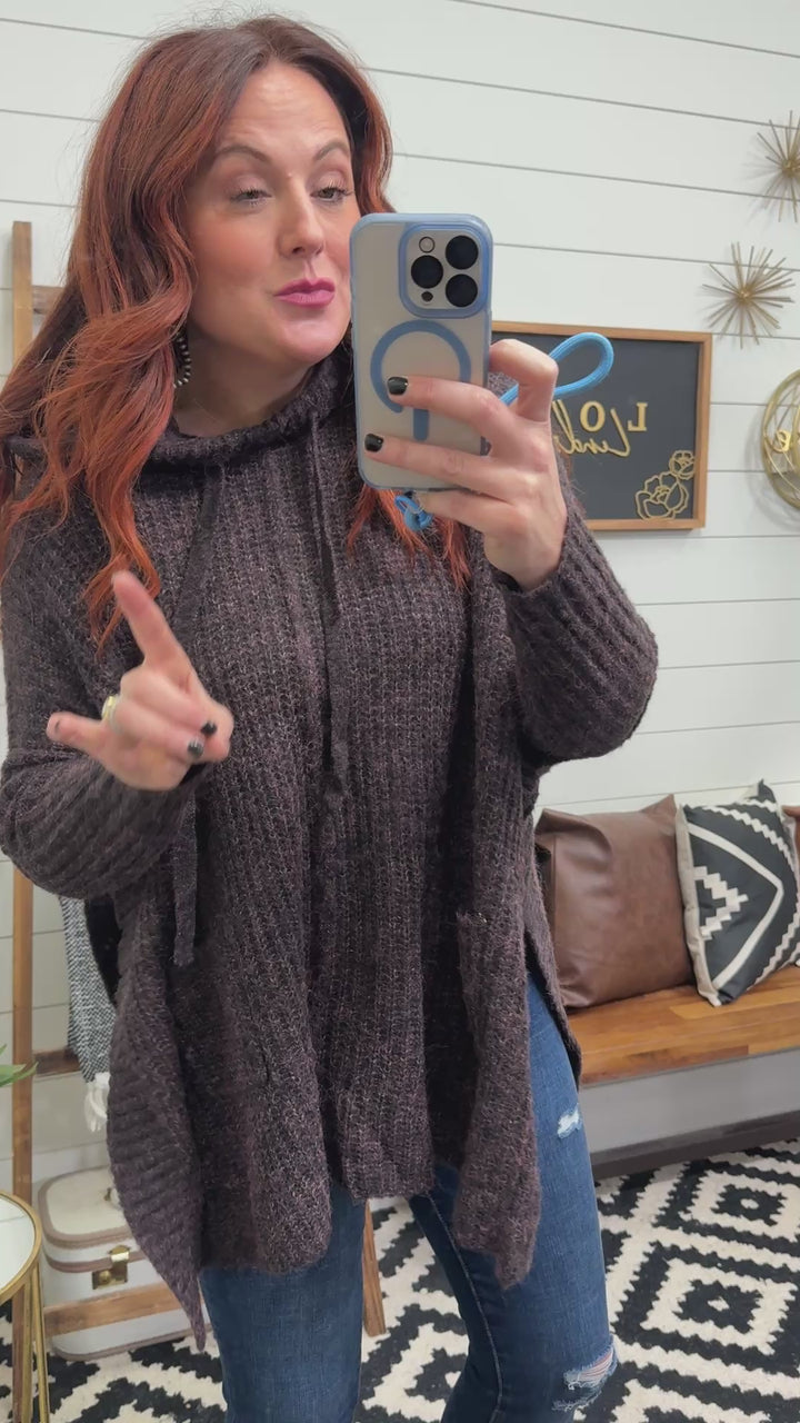 Plum Poncho Hoodie Sweater