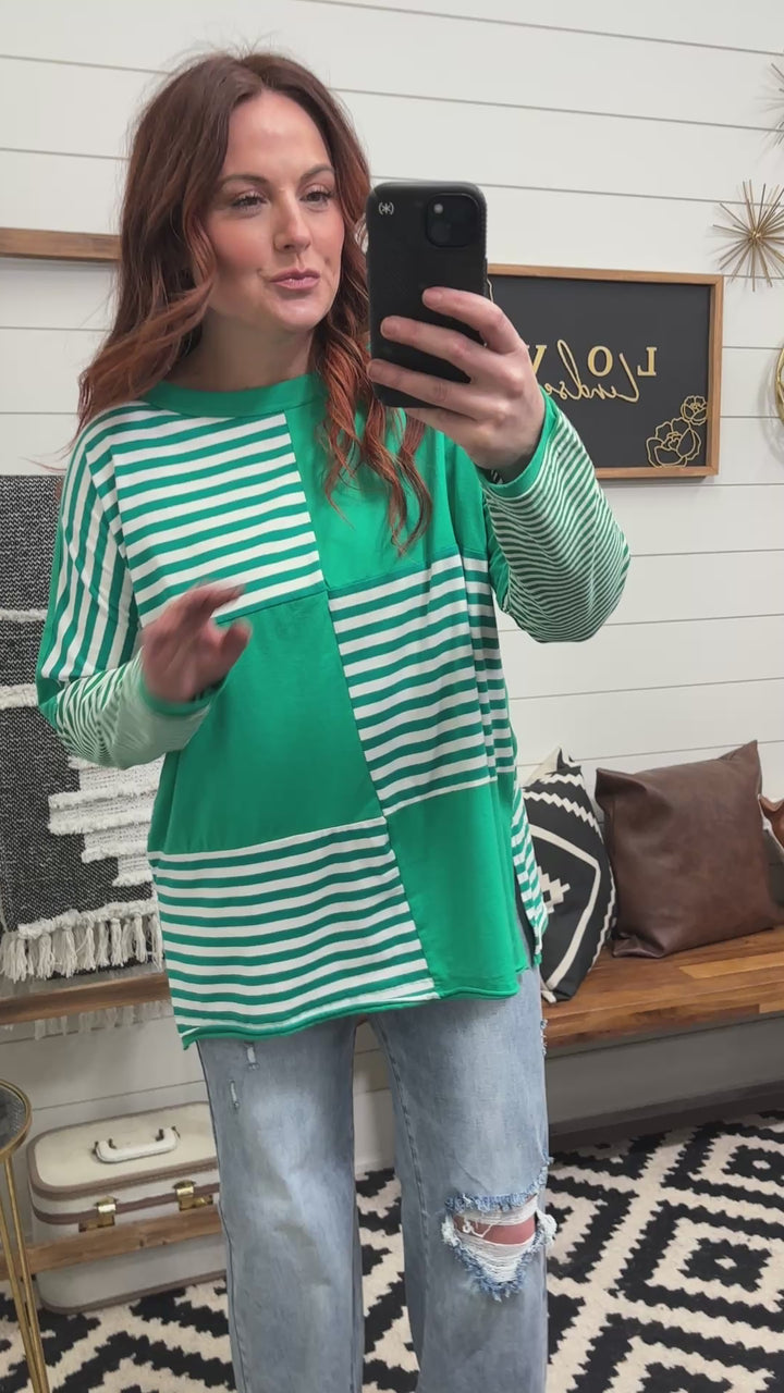 Exposed Seam Green Stripe Tunic